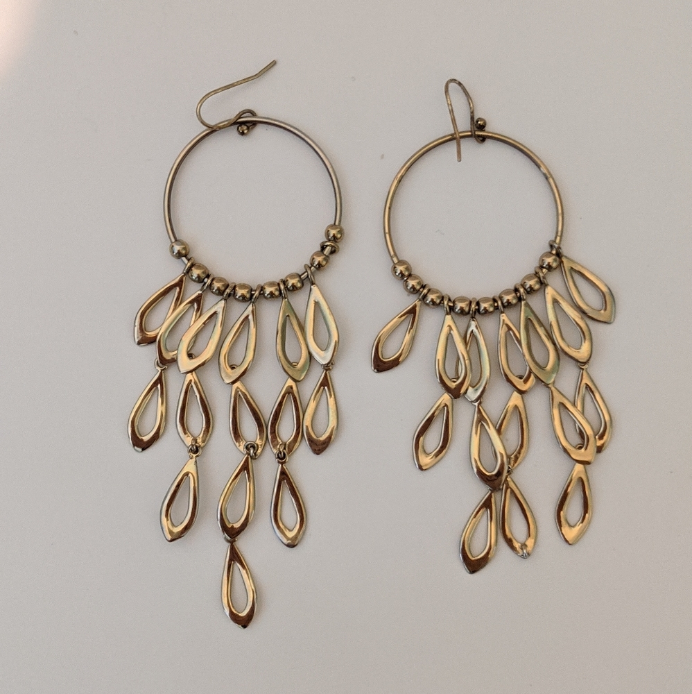 Gold Dangle Hoop Earrings